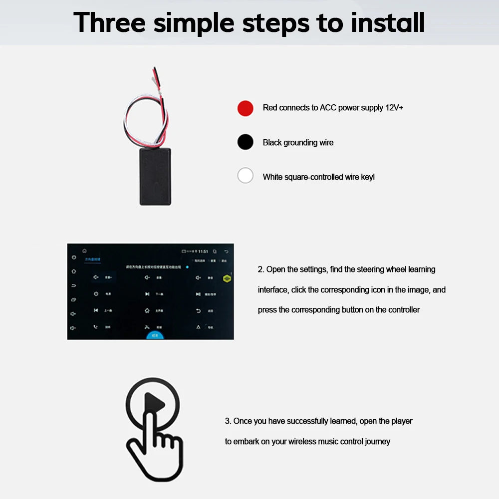 10 Key Wireless Steering Wheel Multimedia Control for Car Android Radio