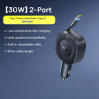 4-Port Fast Car Charger with Retractable Cables