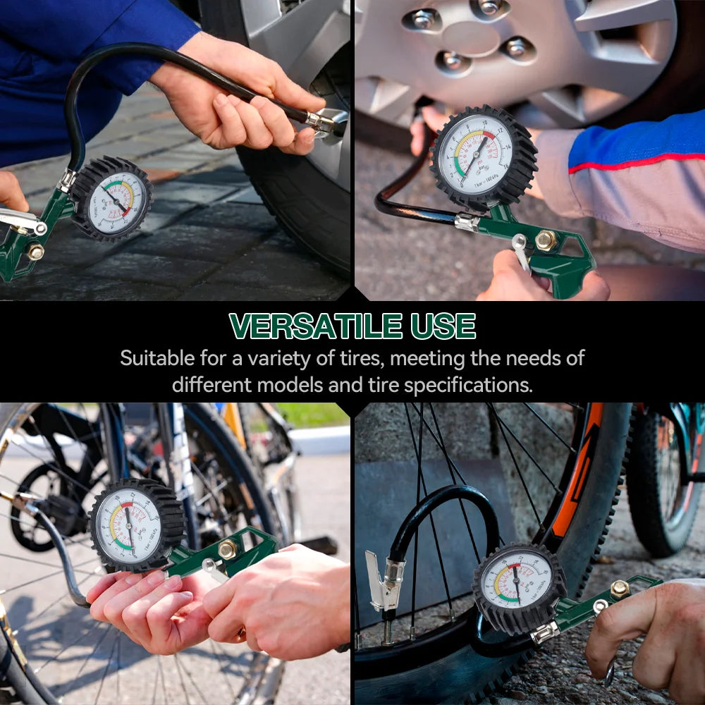 3-in-1 Tire Pressure Gauge and Inflator for Car and Motorcycle