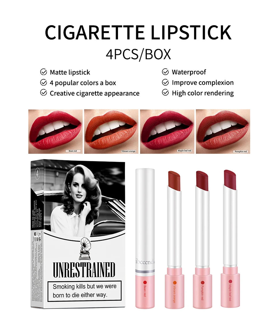 Matte Lipstick Set with Creative Cigarette Design - 8