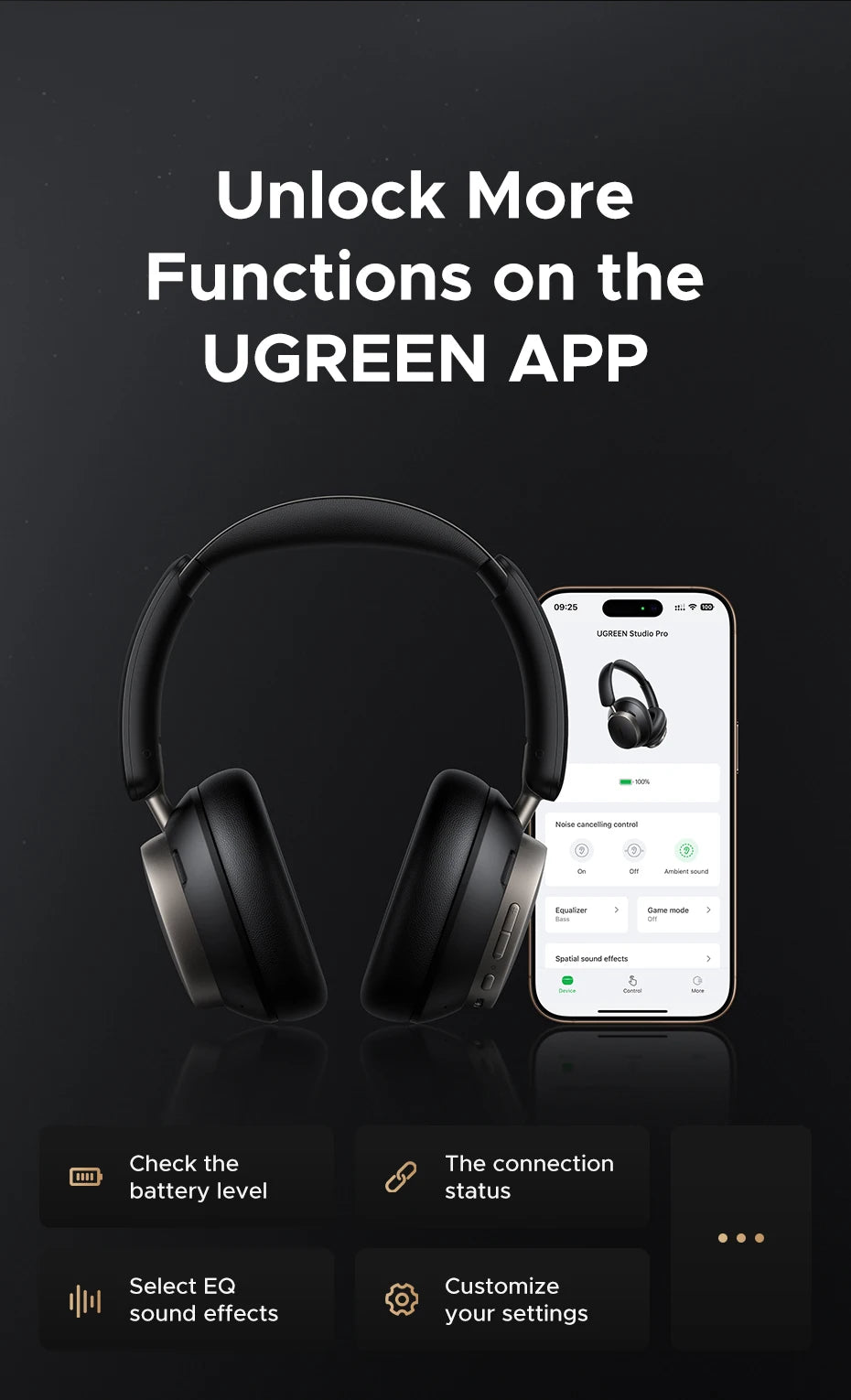 Wireless Noise-Canceling Bluetooth Studio Headphones