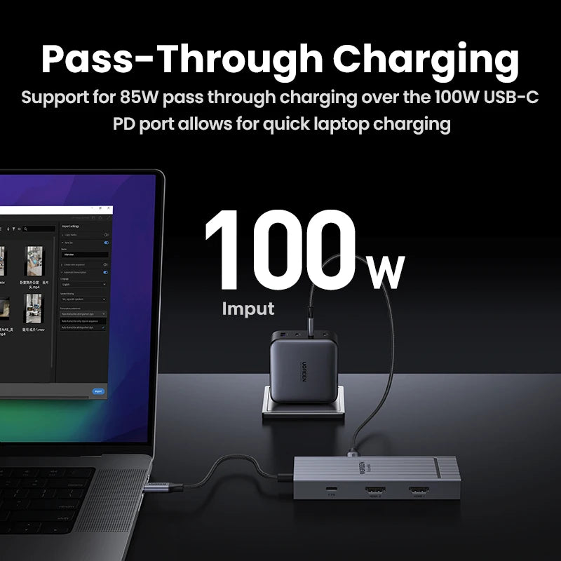 7-in-1 USB-C Hub with Dual 4K 60Hz HDMI and 100W Charging - 6