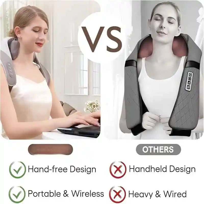 Wireless 6D Neck and Shoulder Deep Tissue Massager with Heat