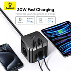 30W Desktop Power Strip with 3 AC Outlets and 4 USB Ports
