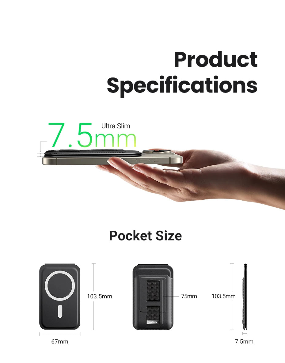 Magnetic Phone Card Holder Wallet with Kickstand for iPhone