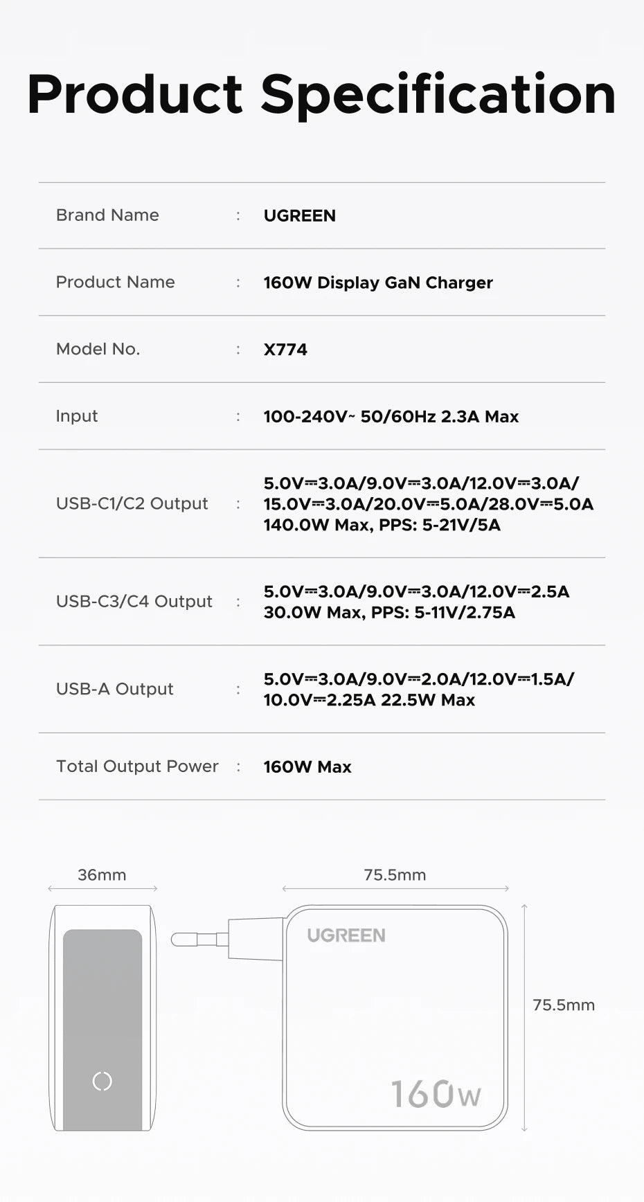 160W GaN Fast Charger with Digital Power Display - 23