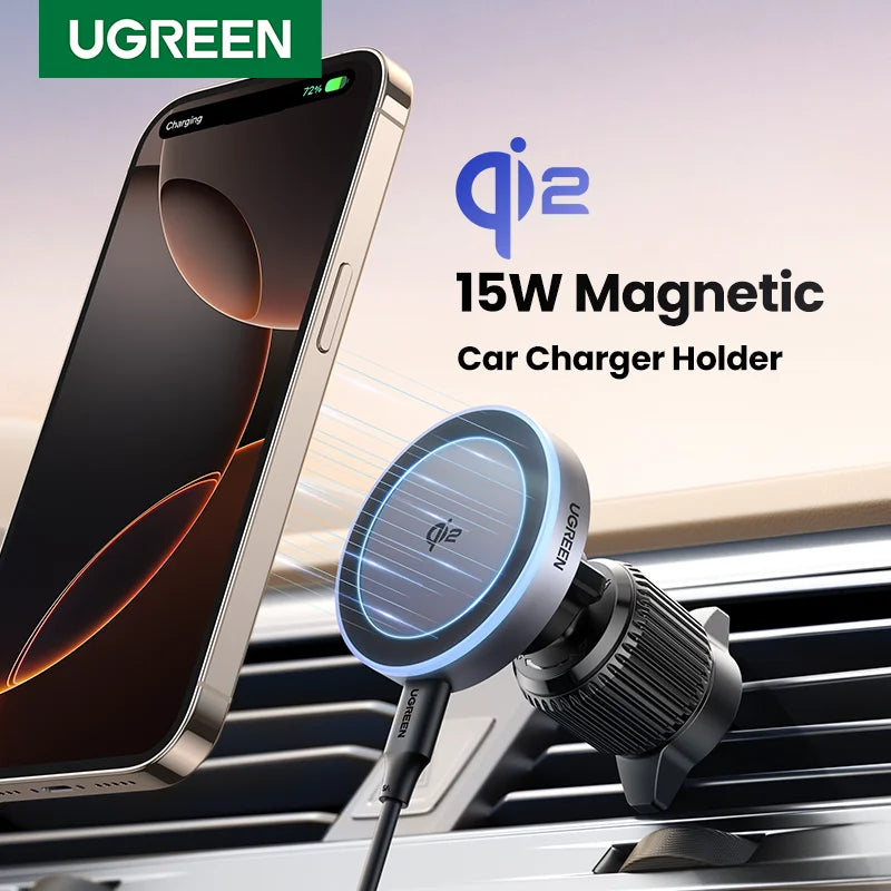 15W Qi2 Magnetic Wireless Car Charger for iPhone