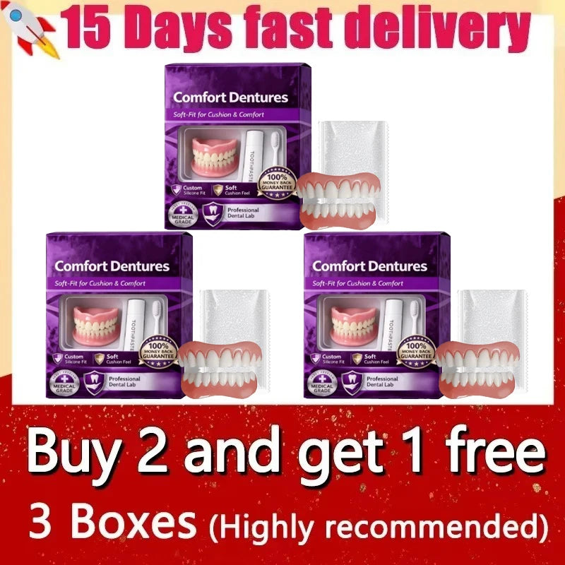 Comfortable Silicone Cosmetic Dentures for Instant Smile
