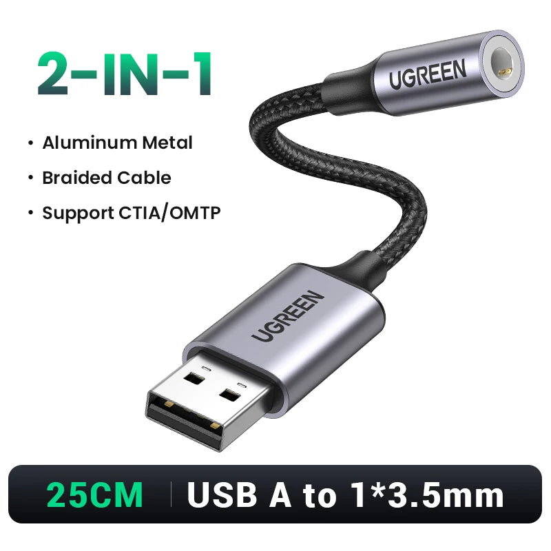 USB to 3.5mm External Sound Card Audio Adapter - 26