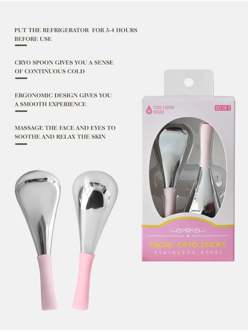 Stainless Steel Facial Cryo Sticks for Skin Puffiness and Massage