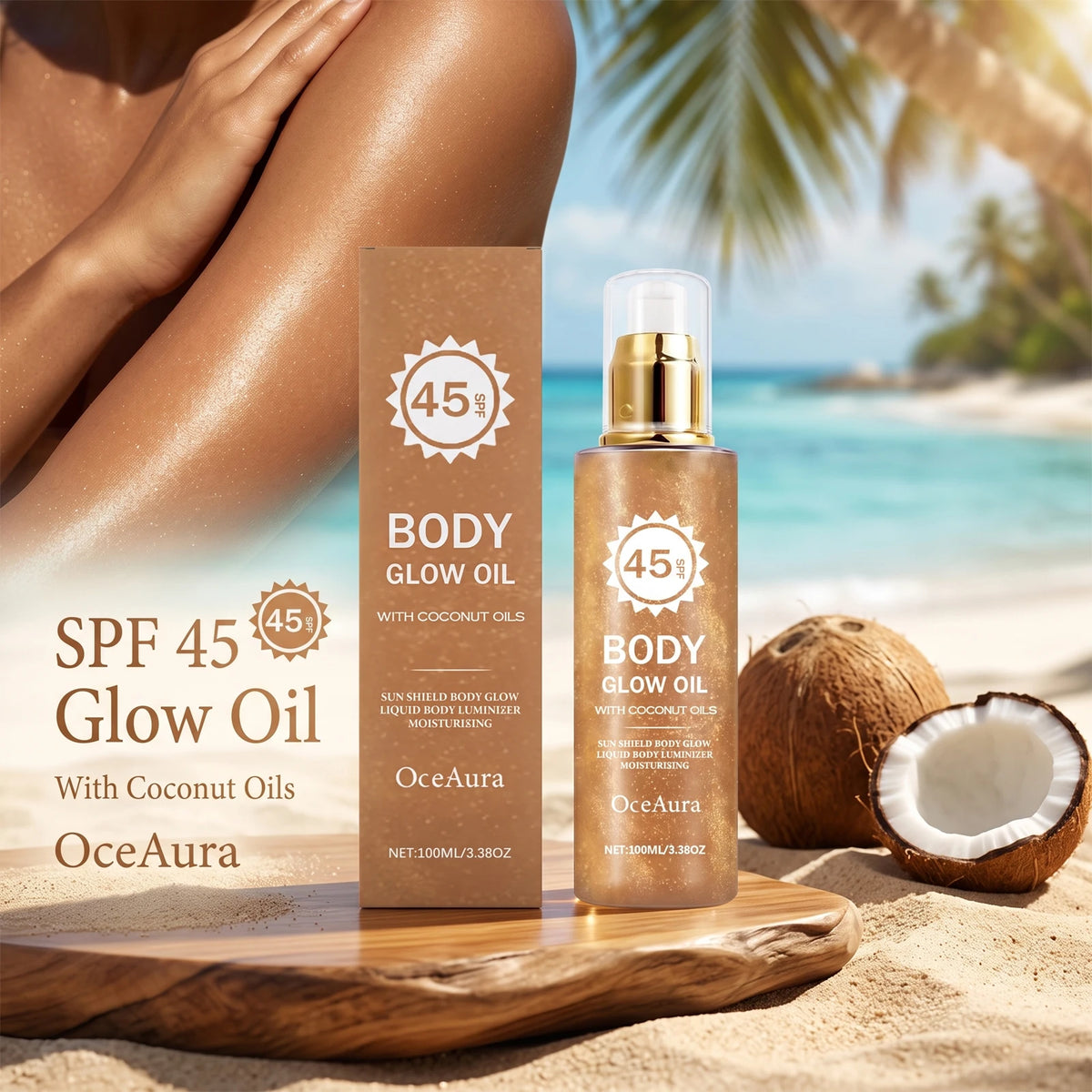 SPF 45 Coconut Moisturizing Glowing Body Oil