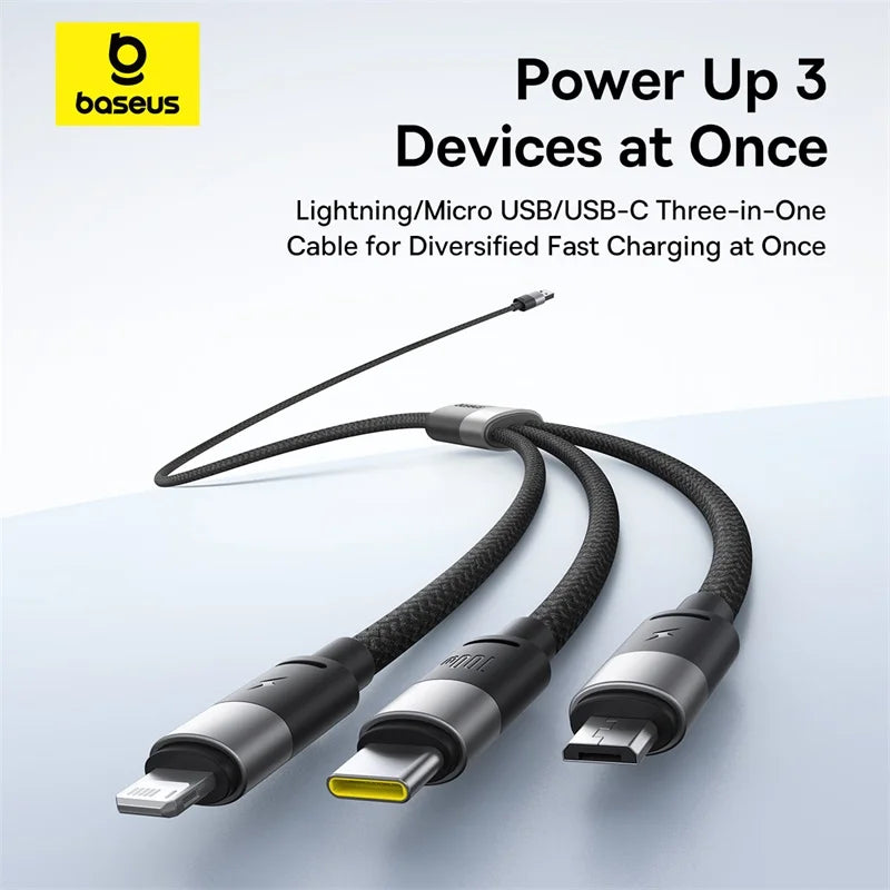 3-in-1 100W Fast Charging Cable for Phone and Laptop