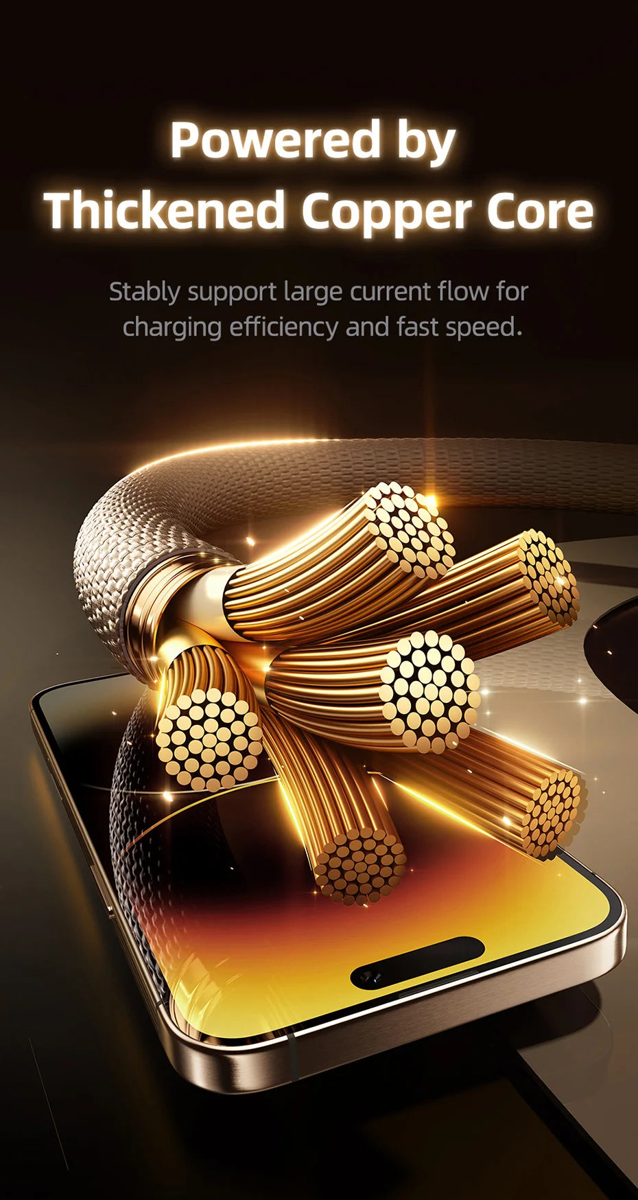 Digital Display 20W Fast Charging USB-C Cable for iPhone - 15
