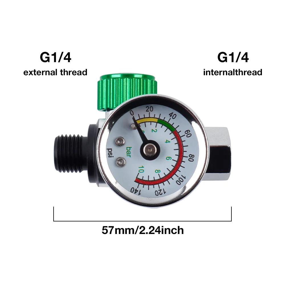 G1/4 Paint Spray Gun Air Pressure Regulator with Gauge