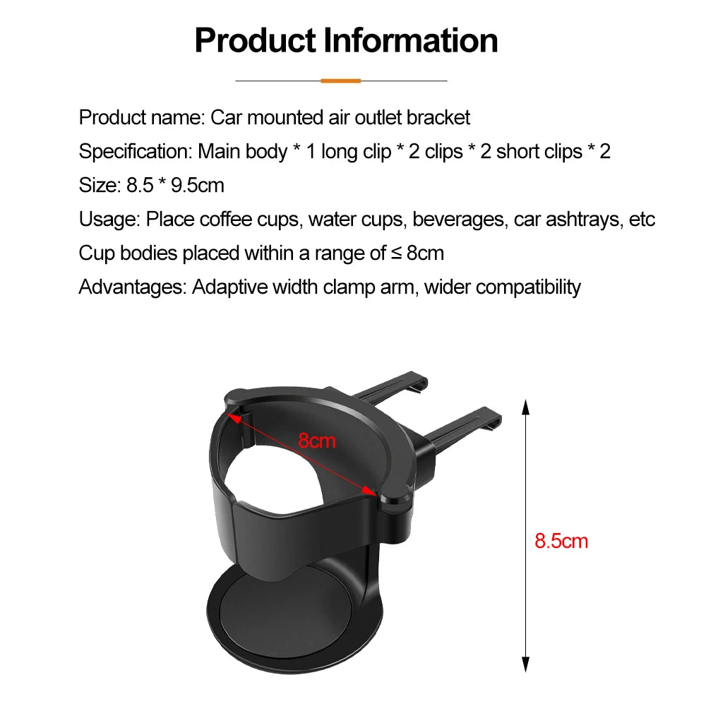 Car Air Vent Drink Cup Holder Plastic Water Bottle Rack Stand