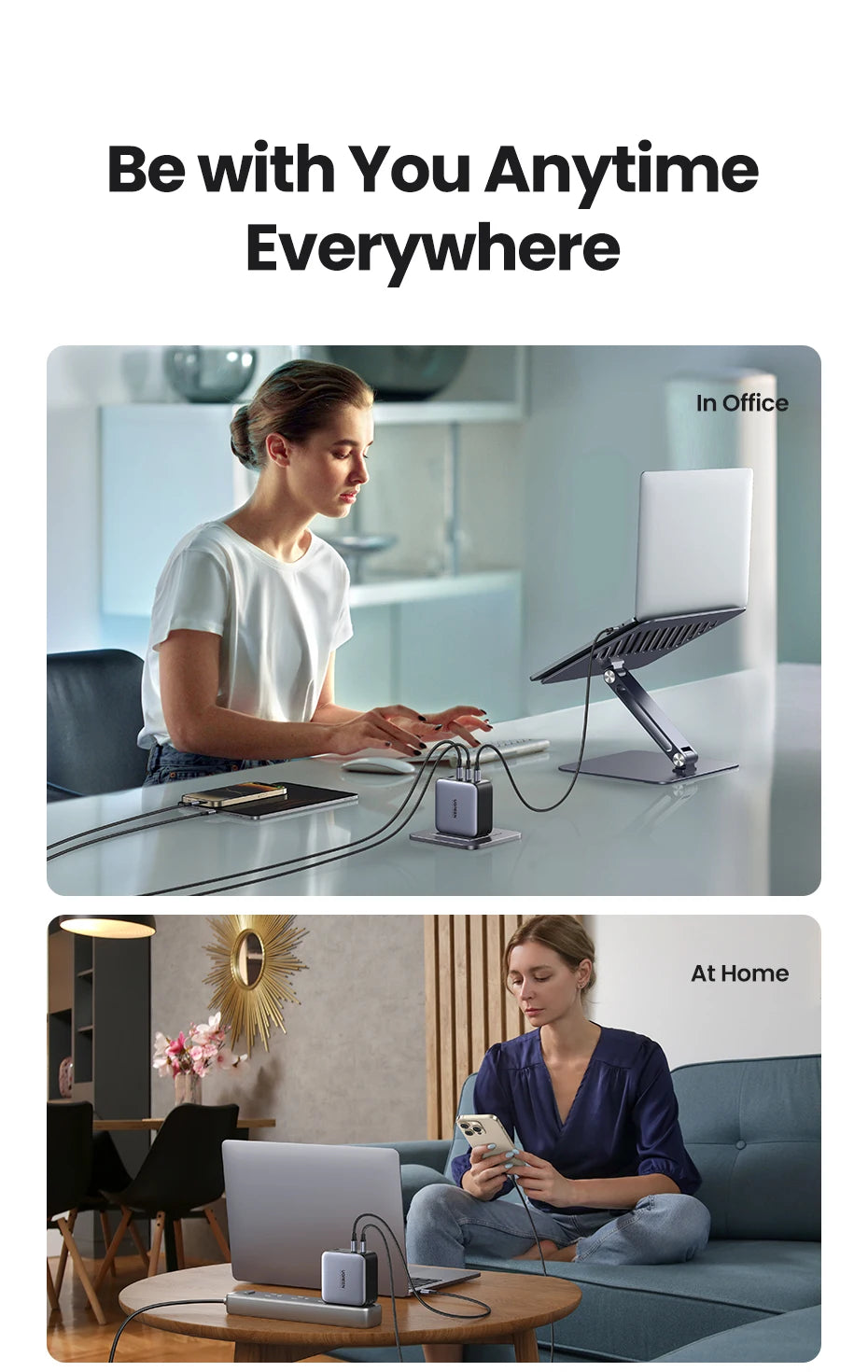 100W GaN USB-C Fast Wall Charger for Laptops and Smartphones - 15