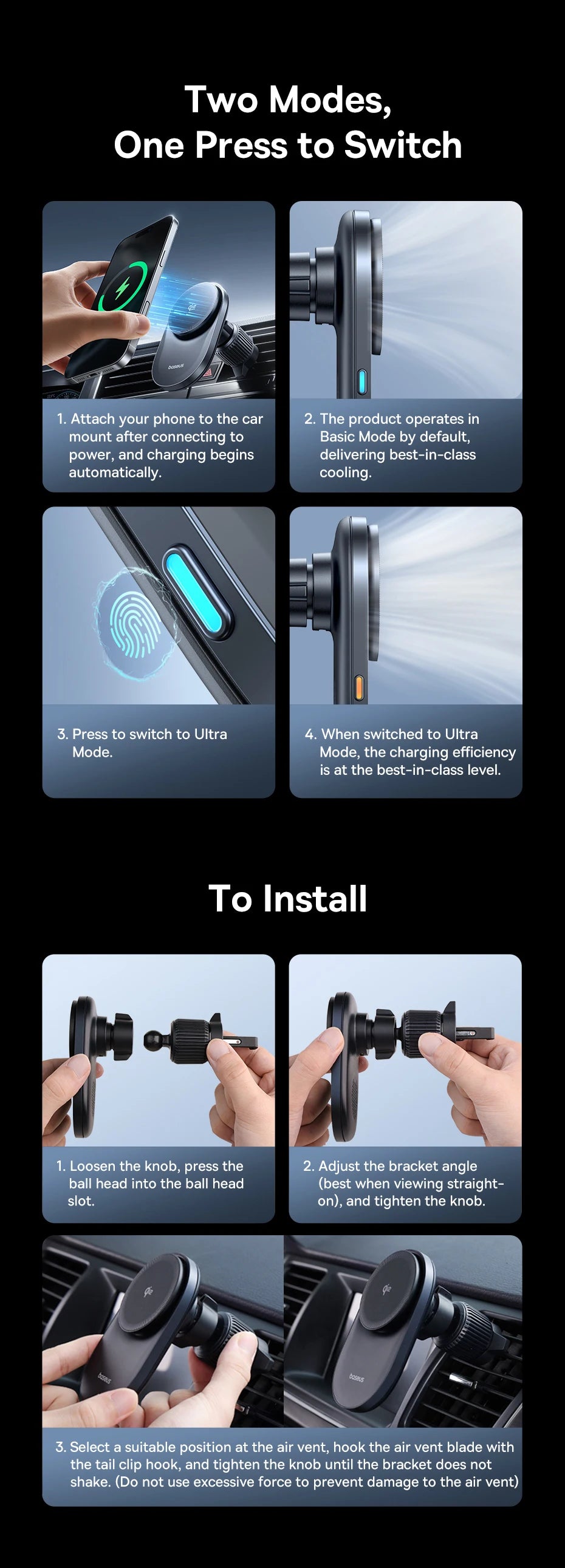 25W Magnetic Wireless Car Charger with Cooling Fan