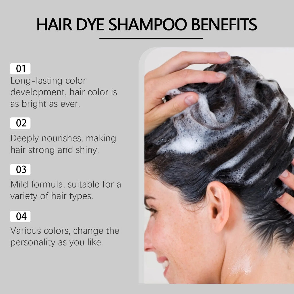Instant Hair Color Dye Shampoo for Easy Grey Coverage
