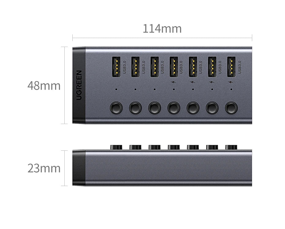 7-Port USB 3.0 Data Hub with Individual Switches and Power Adapter - 16