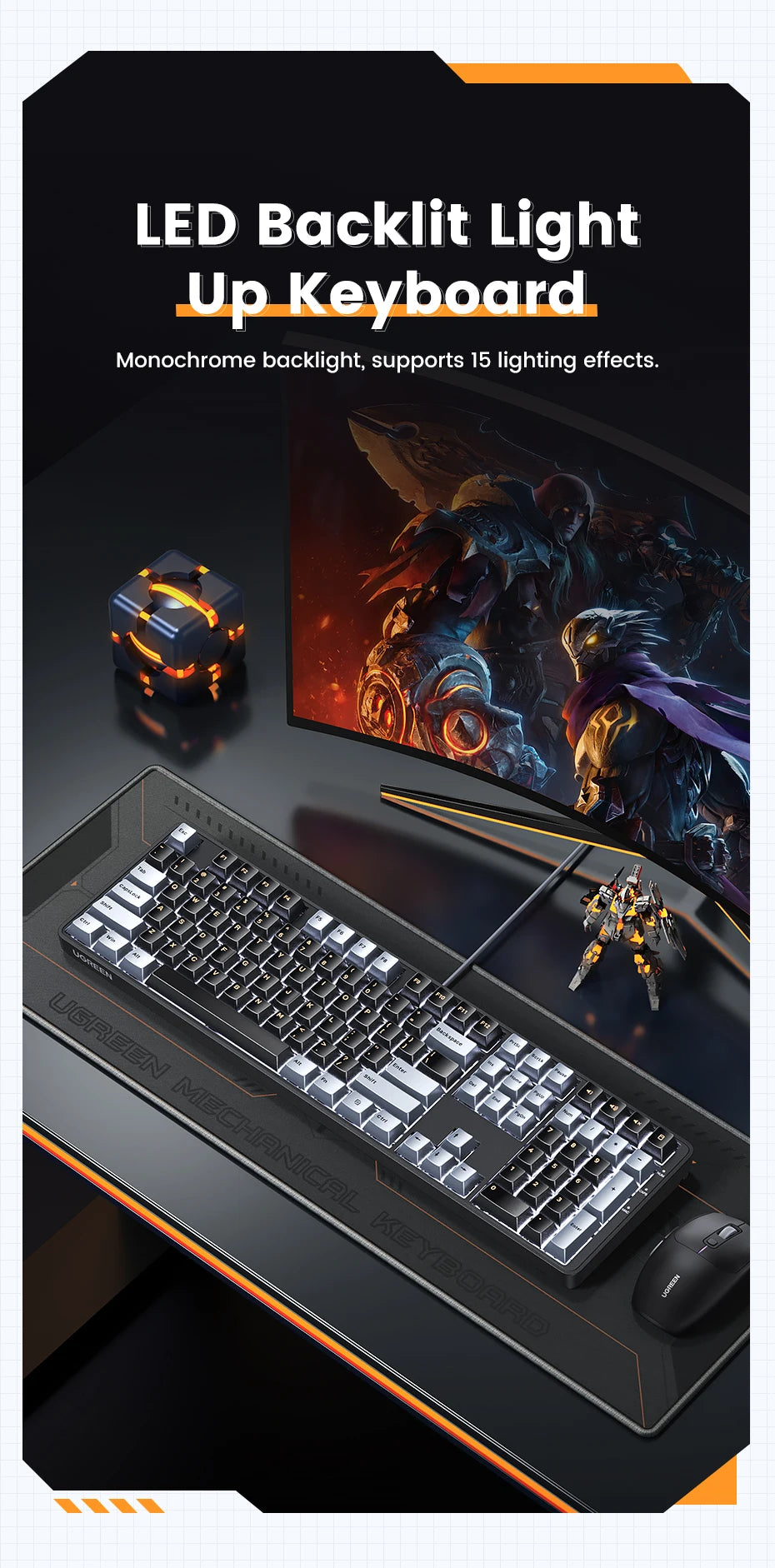 Wired Mechanical Gaming Keyboard 108 Keys with Red Switches - 18