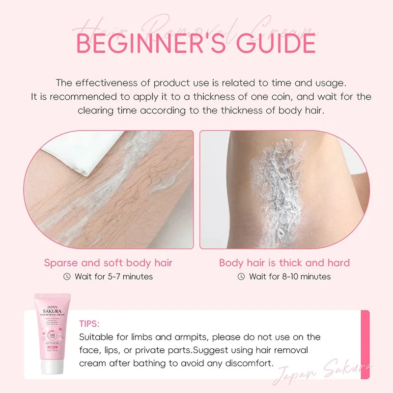 Painless Gentle Hair Removal Cream for Sensitive Body Areas