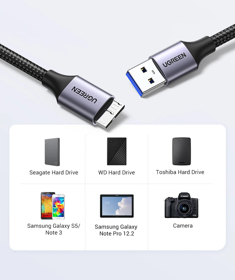 USB 3.0 to Micro B Data Cable for Hard Drives - 13