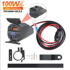 Motorcycle 100W Bidirectional USB Charger with Voltmeter and Switch