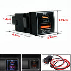 USB-C PD and QC3.0 Fast Car Charger for Toyota Dashboard