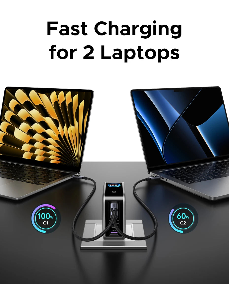 160W GaN Fast Charger with Digital Power Display