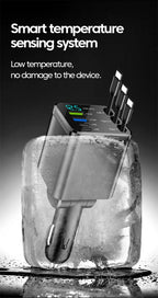 7-in-1 Fast Car Charger with Retractable Cables and Digital Voltmeter