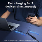 140W 2-in-1 USB-C Fast Charging Data Cable