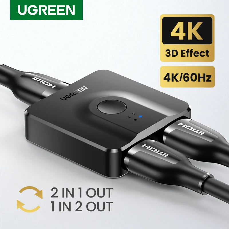 4K 60Hz Bi-Directional HDMI Switcher for Monitors and Gaming Consoles - 1