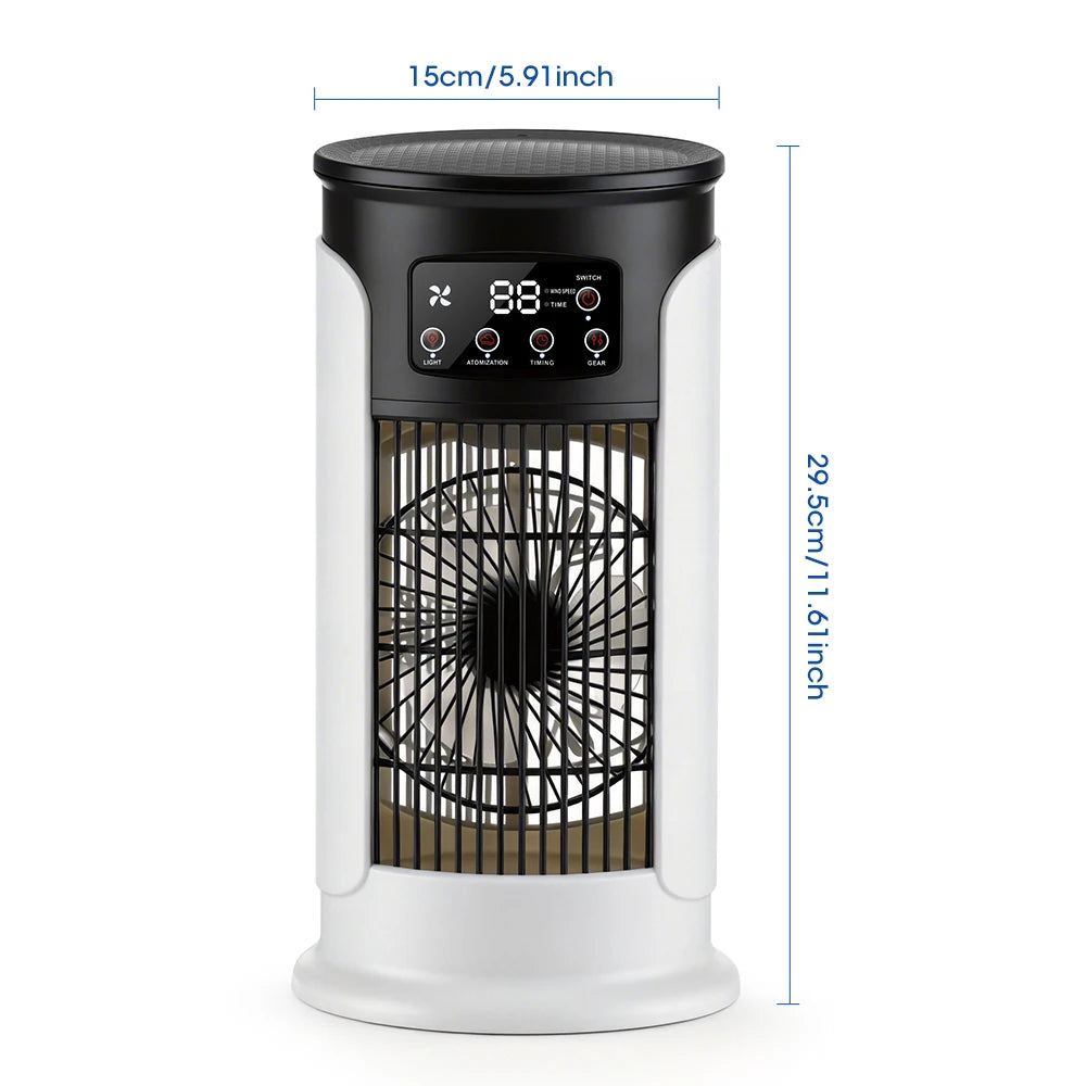 Portable Desktop Air Cooling Fan with Humidifier and LED Light