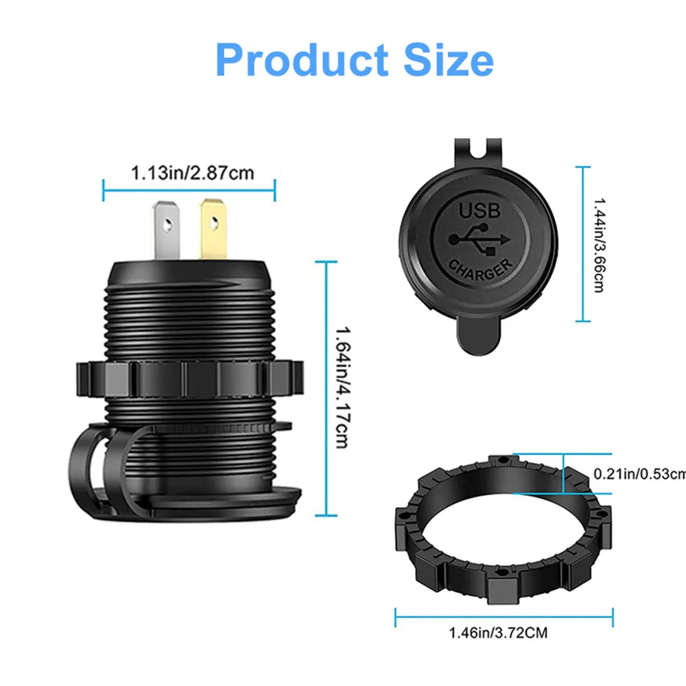 Dual QC 3.0 USB Fast Car Charger Socket 12V/24V Waterproof Outlet