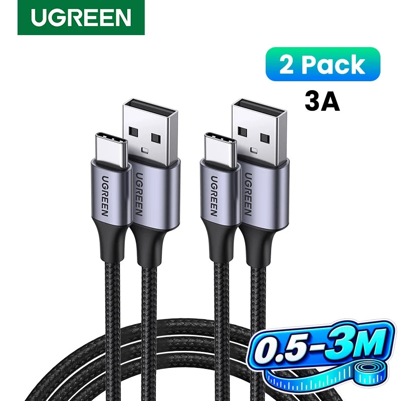 3A Fast Charging USB-A to USB-C Braided Data Cable - 1