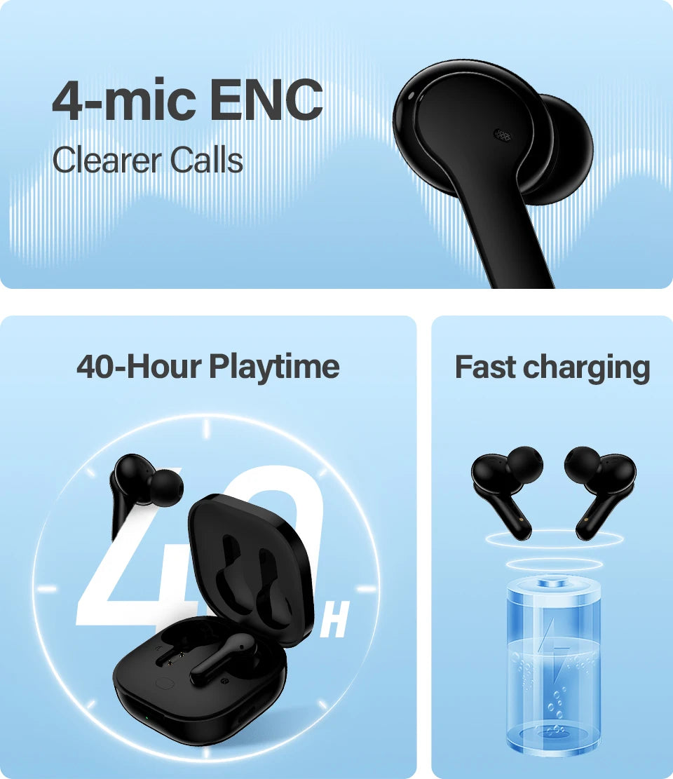 Bluetooth 5.1 True Wireless Earbuds with 40H Playtime