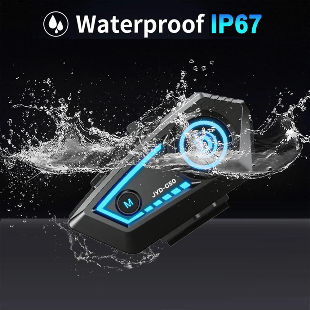 Motorcycle Helmet Bluetooth 5.4 Headset with RGB Lights IPX67 Waterproof