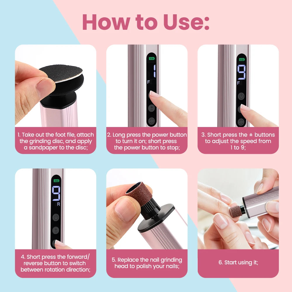 Electric Foot Callus Remover with 9 Speeds and LED Display