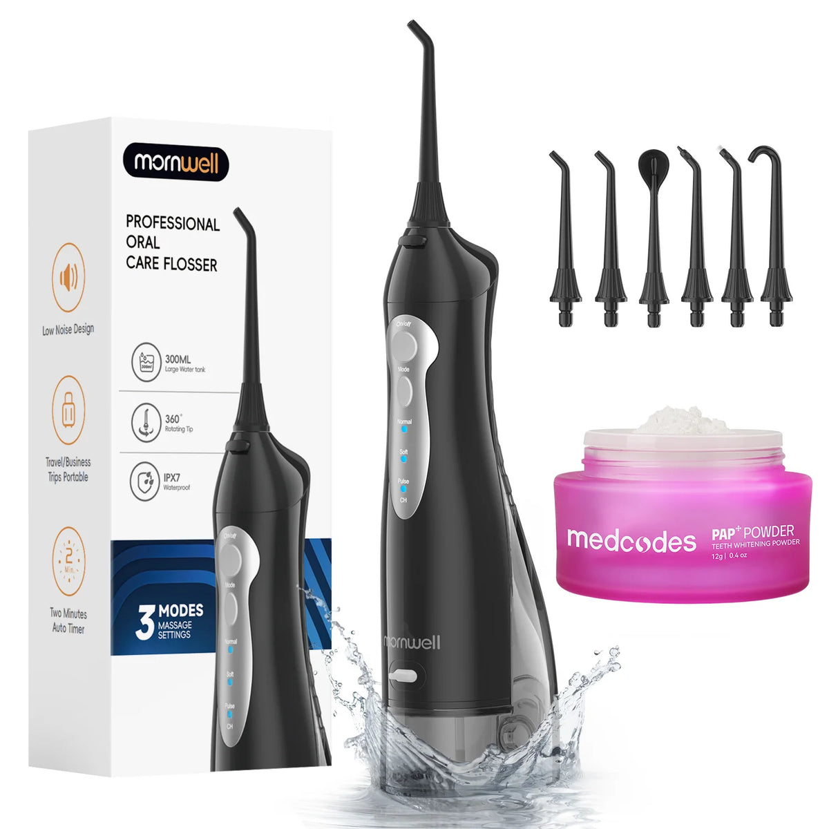 Rechargeable Cordless Water Flosser with 3 Cleaning Modes
