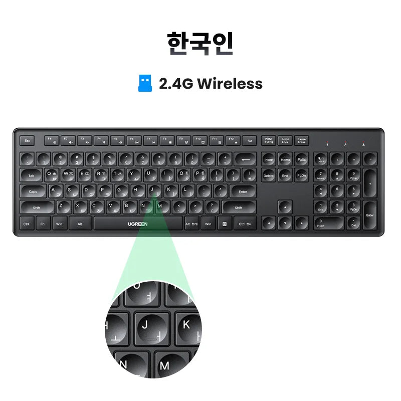 Wireless 2.4GHz Full-Size Computer Keyboard for Laptop and Desktop