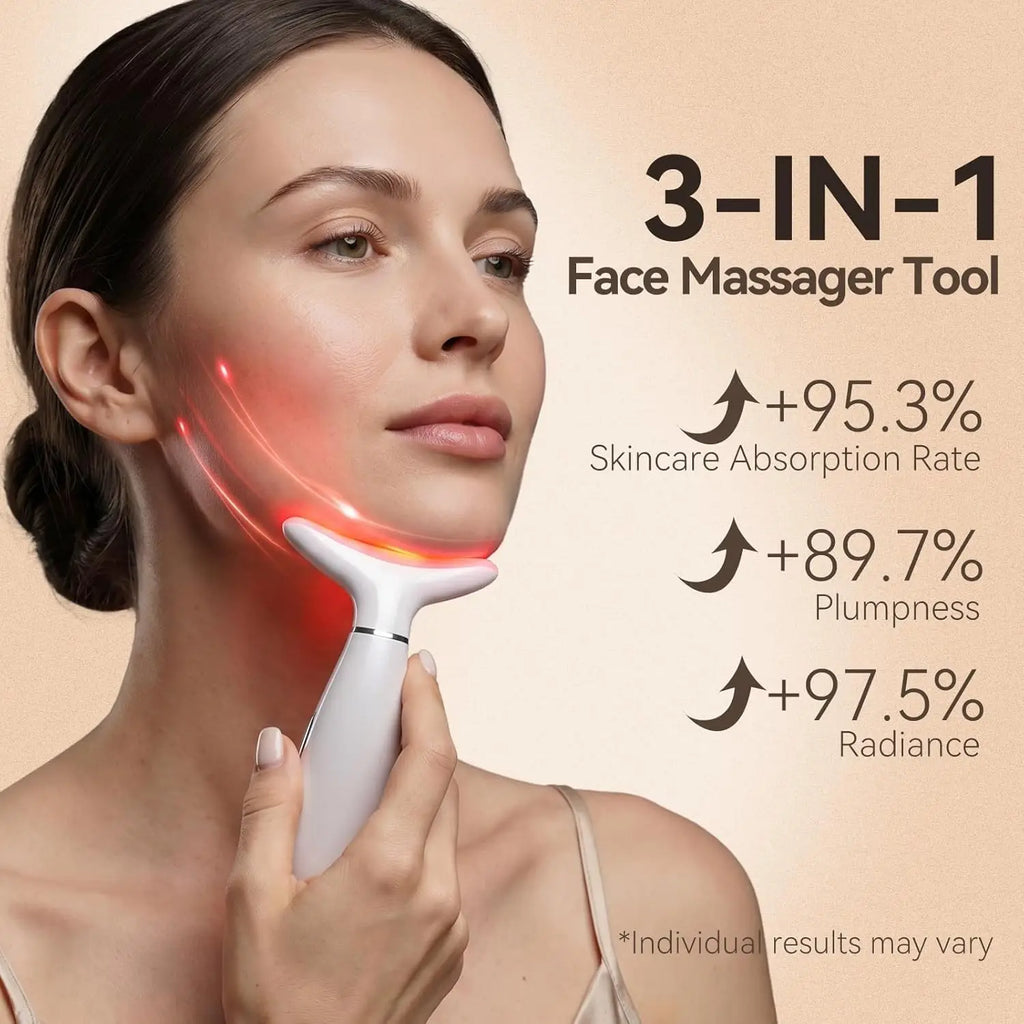 3-in-1 LED Light Therapy Facial and Neck Sculpting Massager