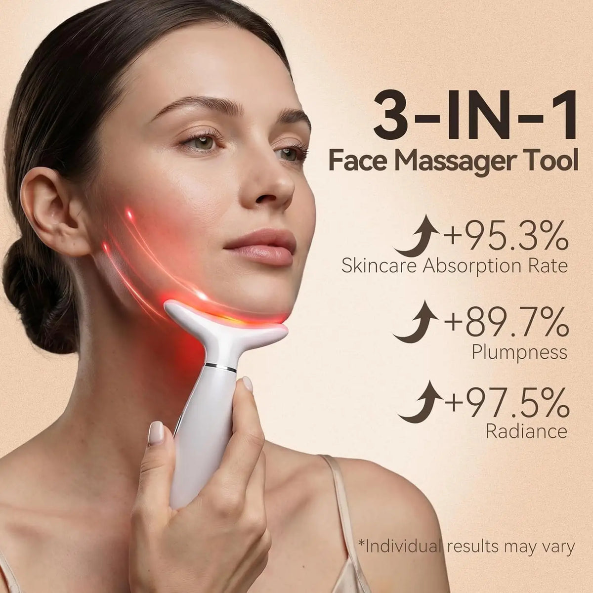 3-in-1 LED Light Therapy Facial and Neck Sculpting Massager