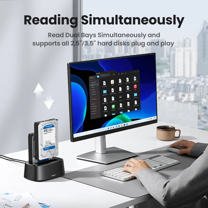 Dual-Bay Hard Drive Docking Station for 2.5/3.5 Inch SATA HDD SSD