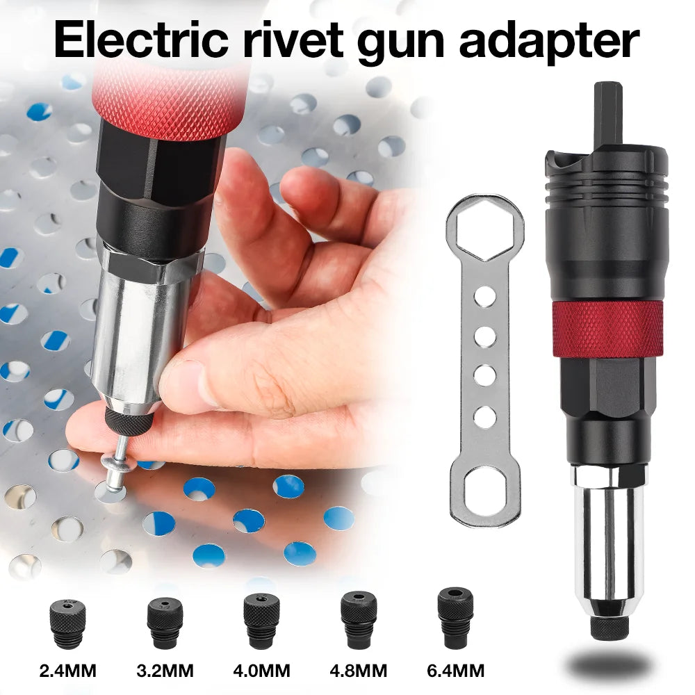 Electric Drill Rivet Gun Adapter for 2.4mm-6.4mm Rivets