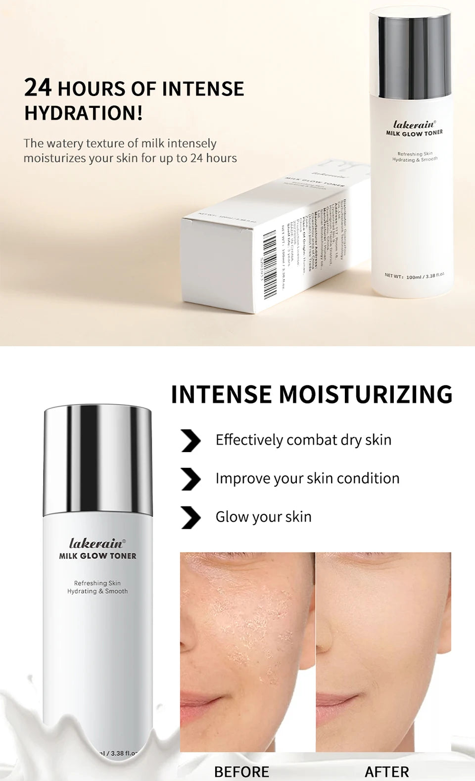 Hydrating Milk Glow Facial Toner for Brightening and Smooth Skin - 10