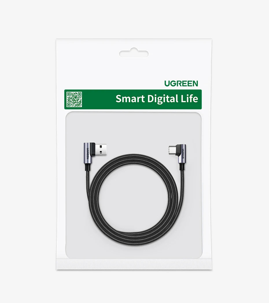 90-Degree USB-C Fast Charging and Data Sync Cable - 20