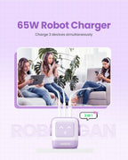 65W GaN Fast Wall Charger with Robot Display
