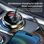 60W Dual Port USB Car Charger with PD QC3.0 Voltmeter and Ambient Light