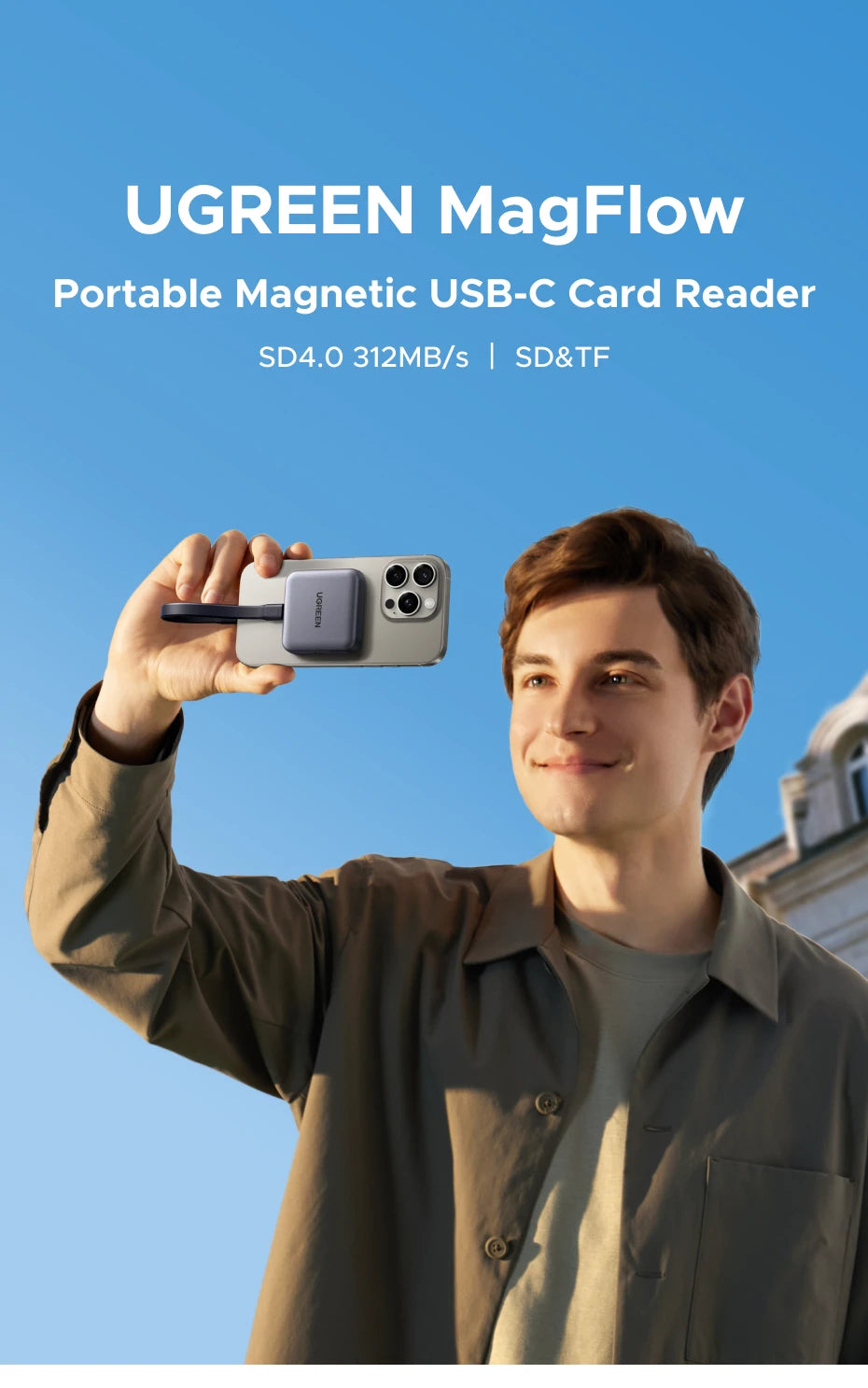 Magnetic USB-C SD and TF Memory Card Reader