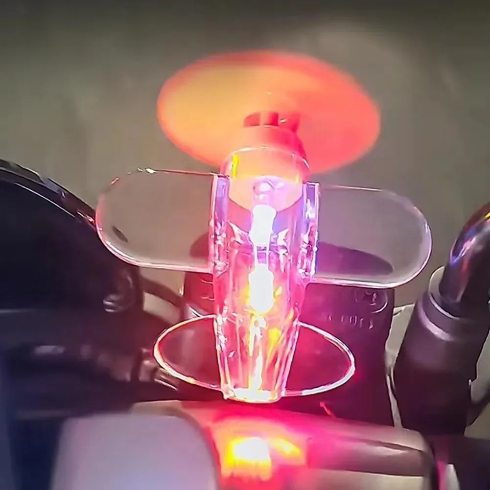 2pcs Wind Powered LED Airplane Decor for Motorcycle Car and Bicycle